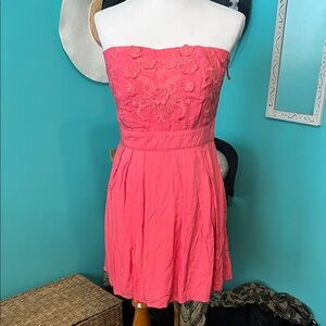 Strapless Pink Floral Dress